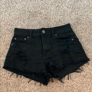 Distressed jean shorts